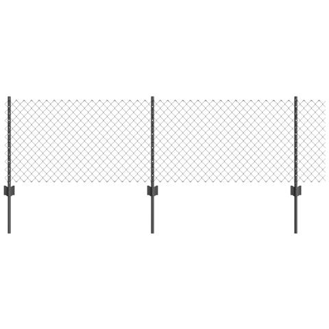Recinzione in Rete Saldato con 11 Pali U Grigio 0.4x25 m Acciaio - Foto 1