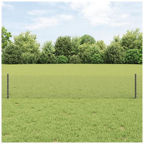 Recinzione in Rete Saldato con 11 Pali U Grigio 0.4x25 m Acciaio - Foto 2