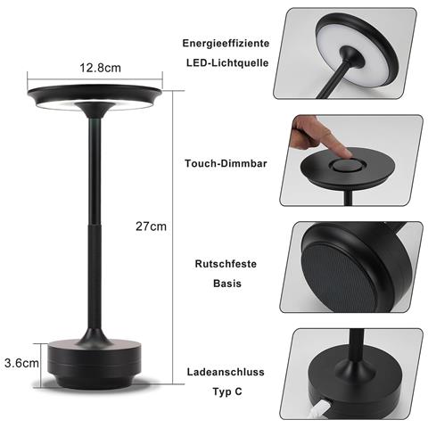Lampada Da Tavolo A Led, Lampada Da Comodino Senza Fili, Dimmerabile Al Tocco, Davanzale, Soggiorno - Foto 1