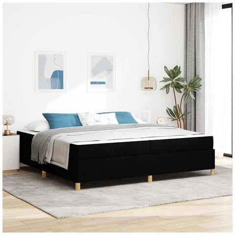 Letto a molle Nero e Bianco e Nero 200 x 200 cm Tessuto - Foto 2