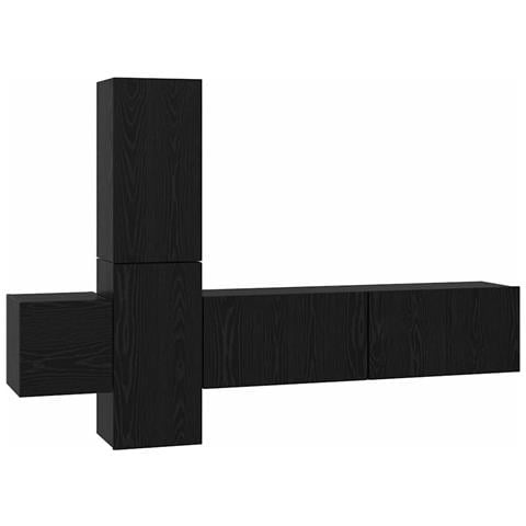 Set mobile TV 5 pcs Rovere nero 181 x 30 x 120 cm - Foto 1