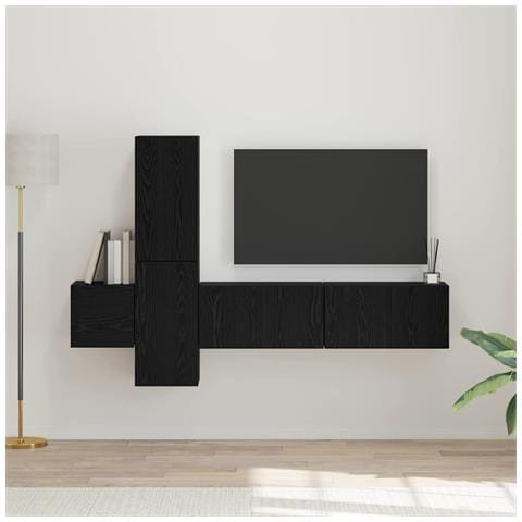 Set mobile TV 5 pcs Rovere nero 181 x 30 x 120 cm - Foto 2