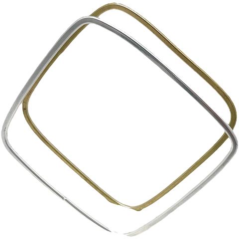 Braccialetti A Cerchio Quadrato, Confezione In Oro E Argento. Placcati In Ottone. - Foto 5