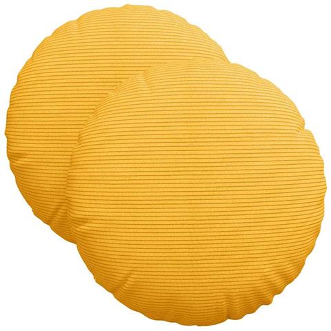 Cuscini per Seduta 2 pcs Giallo Chiaro Ø 40 cm Tessuto in Cords - Foto 1