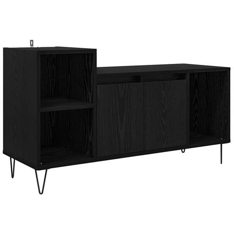 Mobile TV Rovere Nero 100 x 35 x 55 cm Legno multistrato - Foto 1