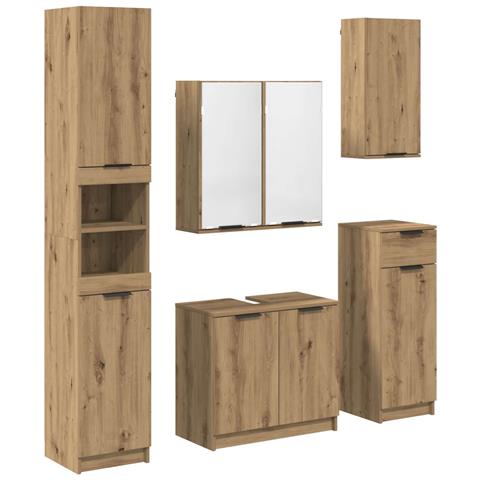 Set di mobili per il bagno con porta 5 pcs Rovere artigianale - Foto 1