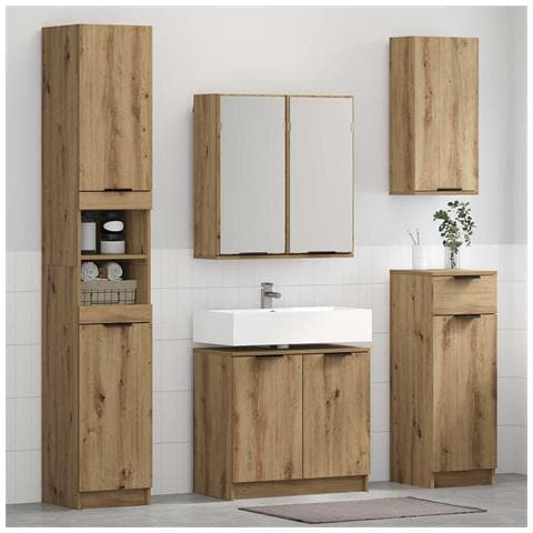 Set di mobili per il bagno con porta 5 pcs Rovere artigianale - Foto 2