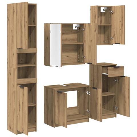 Set di mobili per il bagno con porta 5 pcs Rovere artigianale - Foto 9