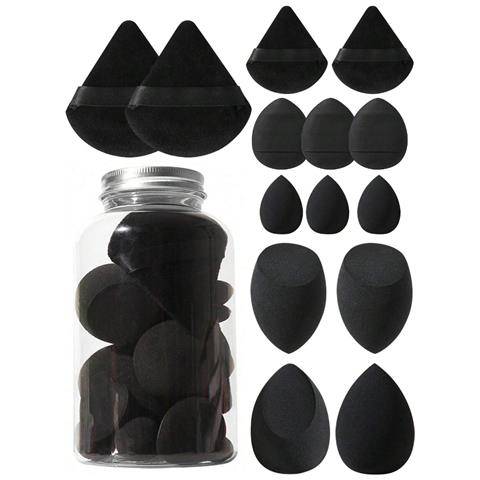 Set Di 14 Spugnette Per Trucco - Spugne Versatili Per Un'applicazione Impeccabile Black - Foto 1