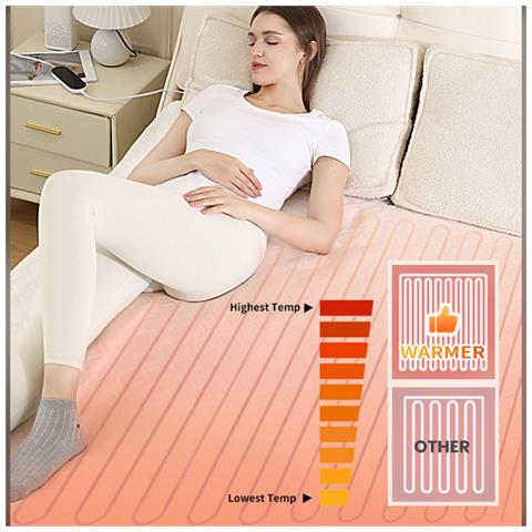 Coperta Elettrica Invernale Doppia 150x80cm Con Temperatura Regolabile - Foto 2