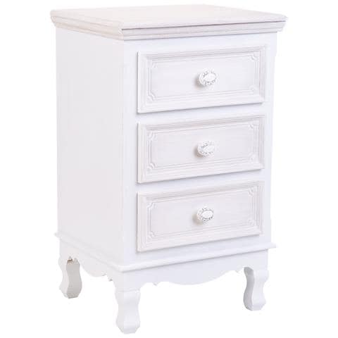 Comodino In Legno Con 3 Cassetti Bianchi 41x33,5x68. - Foto 1