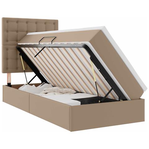 Letto con contenitore e LED con led Cappuccino 90 x 190 cm - Foto 1