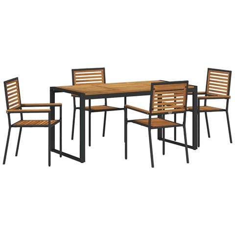 Set da Pranzo per Giardino 5 pcs Nero e Marrone polyrattan - Foto 1