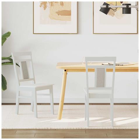 Sedia da pranzo 2 pcs Bianco Legno di gomma solido - Foto 2