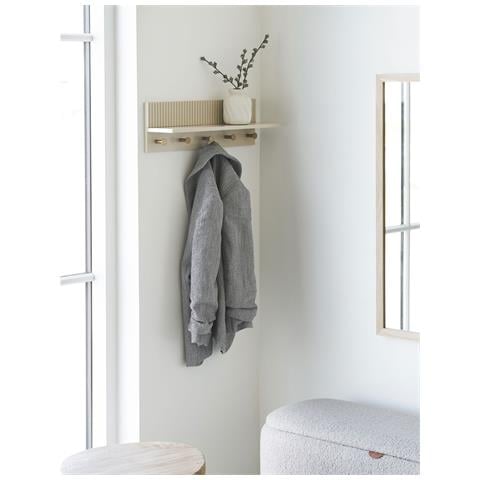 Mensola Da Parete Con Ganci Rocca In Mdf Beige 50x12x16 Cm - Foto 2