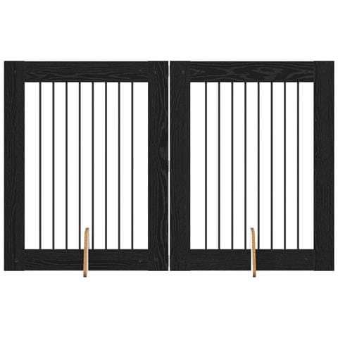 Cancello per cani con supporti 2 pcs Rovere Nero 80 x 100 cm - Foto 1