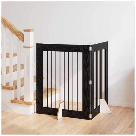 Cancello per cani con supporti 2 pcs Rovere Nero 80 x 100 cm - Foto 2