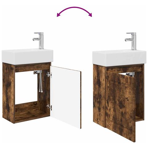 Mobile bagno con rubinetto Rovere Fumo 45,5 x 22,5 x 84 cm - Foto 9