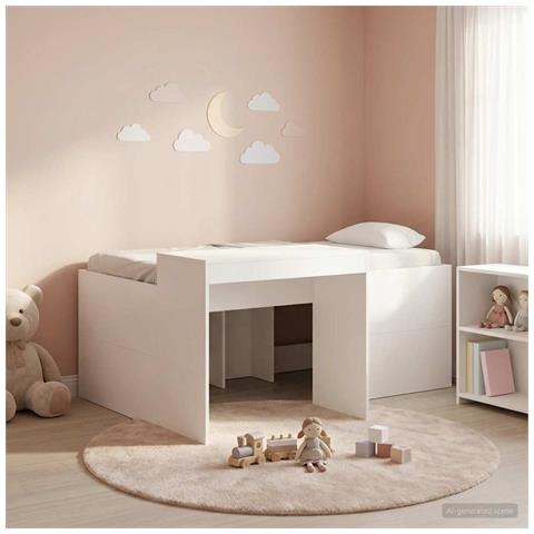 Letto alto per bambini con scrivania Bianco - Foto 2