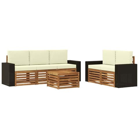 Set divani con cuscino 6 pcs Legno di Acacia Massello - Foto 1