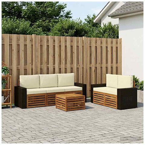 Set divani con cuscino 6 pcs Legno di Acacia Massello - Foto 2