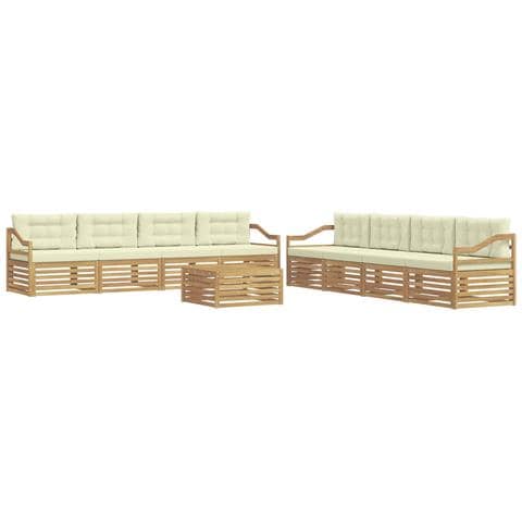 Set di divani da esterno 9 pcs Bianco e Crema Poliestere - Foto 1
