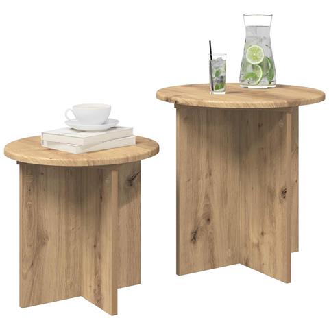 Set tavolini 2 pcs Rovere Artigianale Legno ingegnerizzato - Foto 2