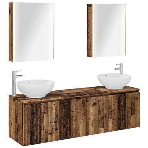 Set di Armadi da Bagno 5 pcs Legno antico Legno ingegnerizzato - Foto 1
