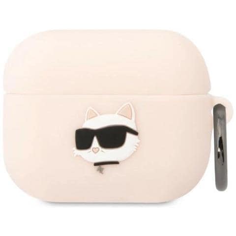 Karl Lagerfeld Klaprunchp Airpods Pro Custodia Rosa /rosa Silikon Choupette Head 3d - Foto 1