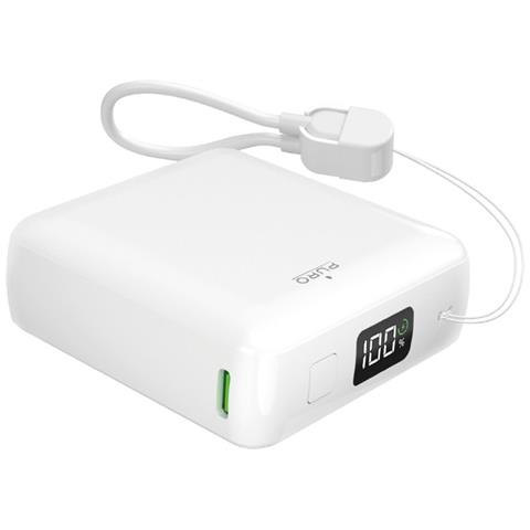 Powerbank 10000mah 20w Con Schermo E Cavo Usb-c Bianco Puro - Foto 1