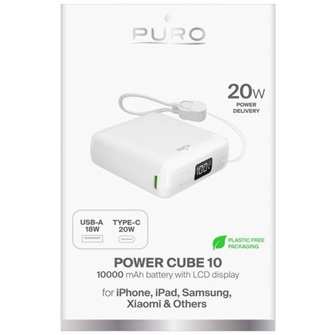 Powerbank 10000mah 20w Con Schermo E Cavo Usb-c Bianco Puro - Foto 2