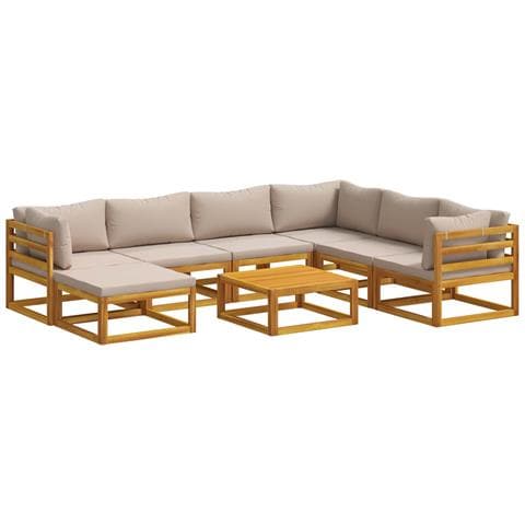 Set di divani 8 pz Naturale Legno di Acacia Massello - Foto 1