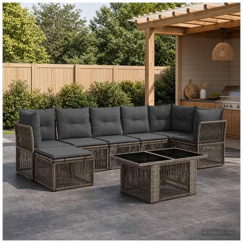 Set Divano da Giardino 8 pz Grigio polyrattan - Foto 10