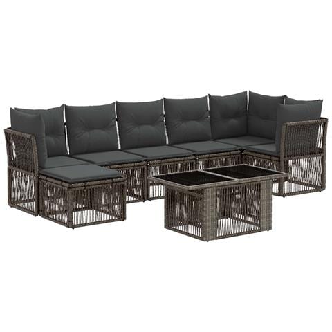 Set Divano da Giardino 8 pz Grigio polyrattan - Foto 1