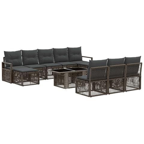 Set Divano da Giardino 11 pz Grigio e Grigio Scuro polyrattan - Foto 1