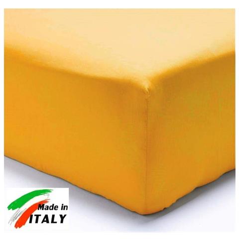 Lenzuolo Di Sotto Letto Matrimoniale Maxi Cotone Con Angoli Ed Elastico Tinta Unita Colore Ocra - Foto 1