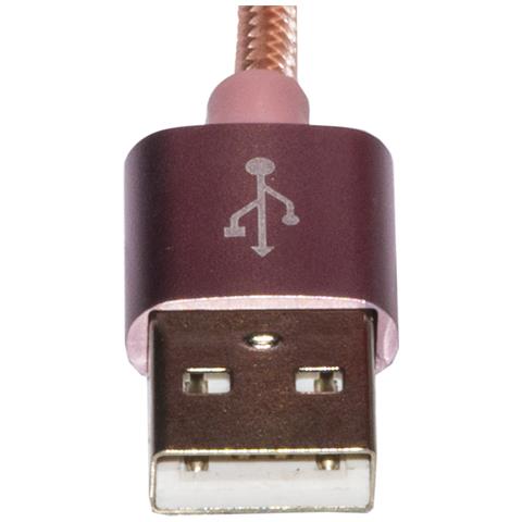 ver Cavo Micro Usb Mt 1 Guaina Intrecciata Nylon Colore Rosa Fino A 2 Ampere - Foto 1