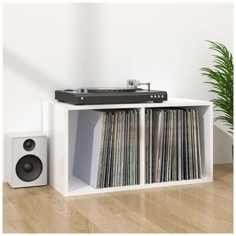 Contenitore per Vinili Bianco Lucido 71x34x36 cm in Multistrato - Foto 2