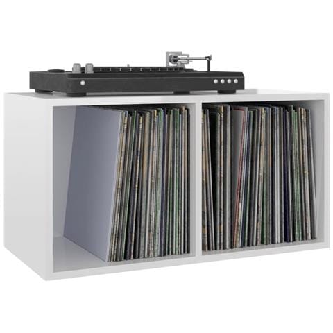 Contenitore per Vinili Bianco Lucido 71x34x36 cm in Multistrato - Foto 8