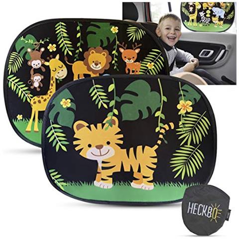 - Parasole Autoadesivo Per Auto - Protezione Dal Sole Per Bambini [2 Pezzi] | Animali Nella Giungla | 44cm X 36cm | Tendine Autoadesive Per Finestrini E Lunotto, Con Custodia - Foto 1
