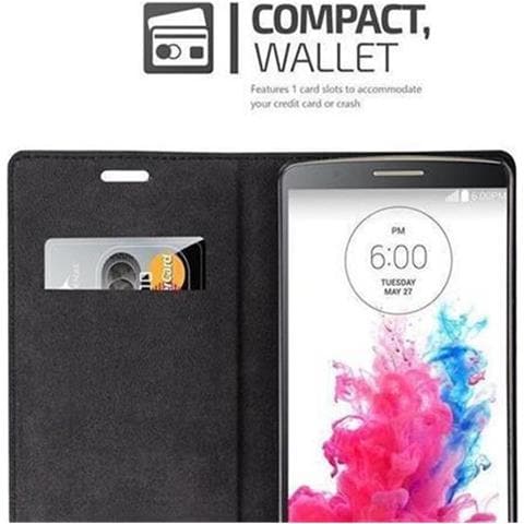 Custodia Compatibile Con Lg G3 In Nero Di Notte - Coperchio Protettiva Con Chiusura Magnetica, Funzione Stand E Tasca Per Le Carte - Foto 5