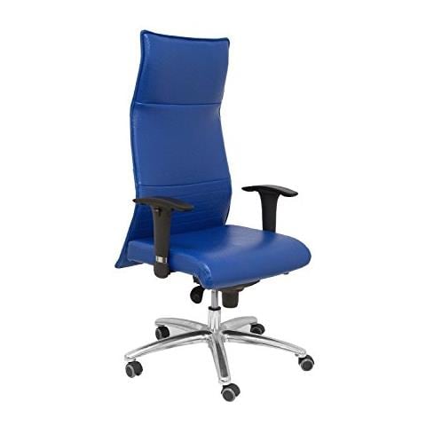 Modèle Albacete - Poltrona Da Ufficio Ergonomica Con Meccanismo Sincronizzato E Regolabile In Altezza - Sedile E Schienale Rivestiti In Similpelle Di Colore Blu - Foto 1