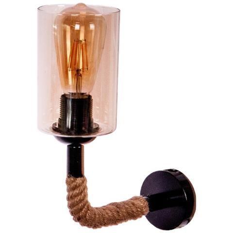 Lampada A Parete Glass Rope, Applique, Nero, Marrone In Metallo, Corda, Vetro, 10 X 20 X 25 Cm, 1 X E27, 40w - Foto 1