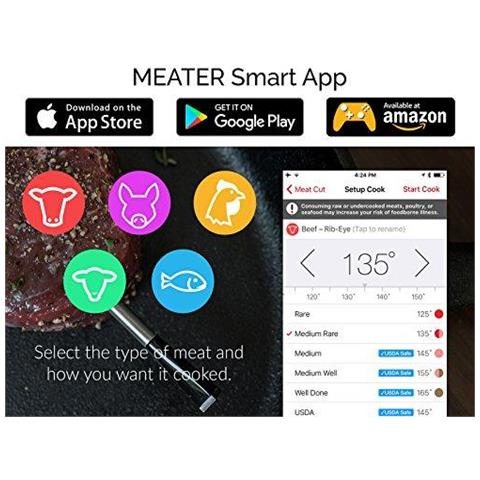 Nuovo Meater 50 Metro Lungo Raggio Smart Wireless Termometro Di Carne Per Il Grill Cucina Bbq Smoker Rosticceria Con Bluetooth E Wifi Digital Connettivit - Foto 4
