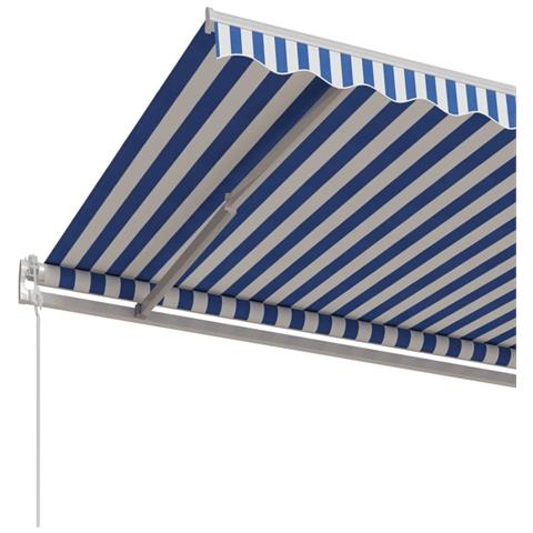 Tenda da Sole Retrattile Automatica 400x350 cm Blu e Bianca - Foto 8