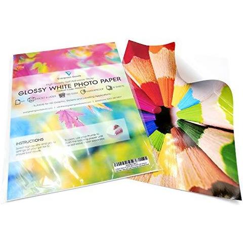 Evergreen Merce Ltd 50 Fogli A4 Bianca Lucida Premium Autoadesivo Sticky Back Etichetta Immagine Strato Risoluzione Della Carta Da Stampa - Foto 4