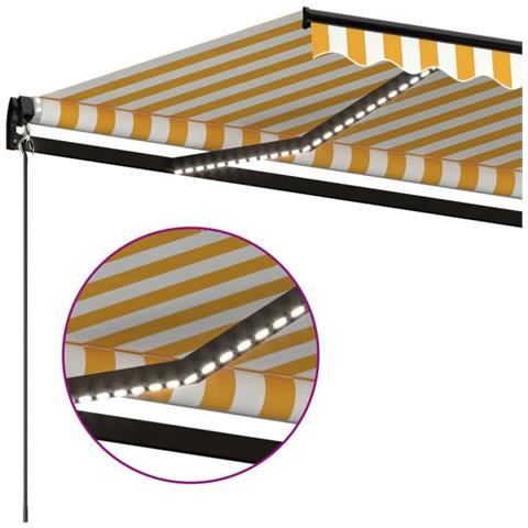 Tenda da Sole Manuale con LED 500x300cm Giallo e Bianco - Foto 2