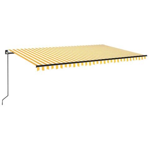 Tenda da Sole Manuale con LED 500x300cm Giallo e Bianco - Foto 1