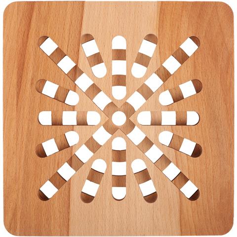 Sottopentola Quadrata In Legno | 19,5 X 19,5 X 1,5 Cm | Legno Di Faggio Naturale | Reversibile | Protezione Di Tavoli E Piani Di Lavoro | Resistente Al Calore E Rispettoso Dell'ambiente - Foto 1