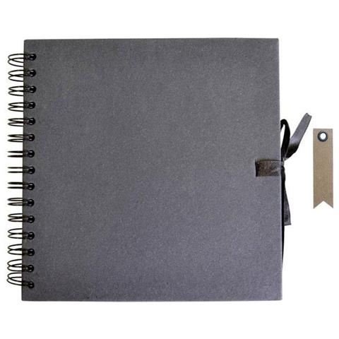 Taccuino Scrapbooking 30 X 30 Cm - Nero + 20 Etichette Kraft Con Gagliardetto - Foto 1